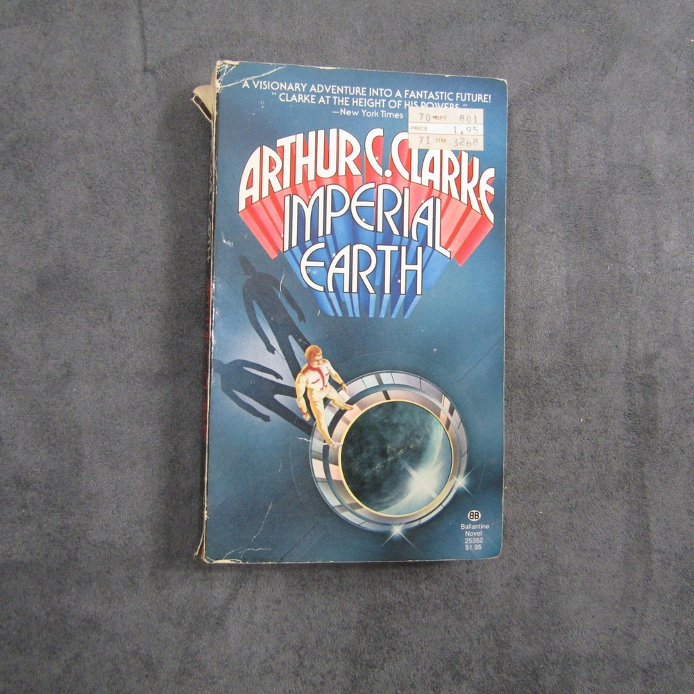 Ballantine Imperial Earth Book Adult OS Blue Sci-Fi Arthur C. Clarke 1976 Vtg
